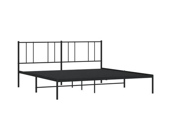 Cadru de pat metalic cu tăblie, negru, 180x200 cm, 5 image
