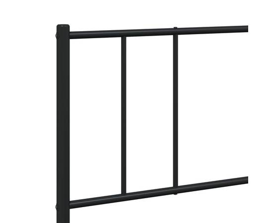 Cadru de pat metalic cu tăblie, negru, 200x200 cm, 9 image