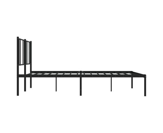 Cadru de pat metalic cu tăblie, negru, 200x200 cm, 7 image