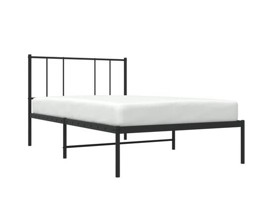 Cadru pat metalic cu tăblie, negru, 90x200 cm, 3 image