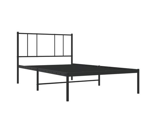 Cadru pat metalic cu tăblie, negru, 90x200 cm, 5 image