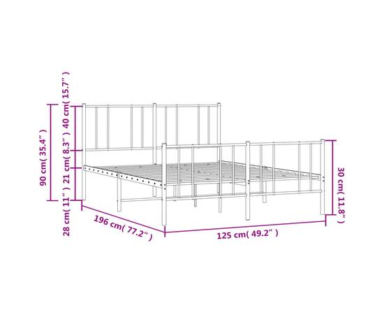 Cadru pat metalic cu tăblie de cap/picioare, negru, 120x190 cm, 10 image
