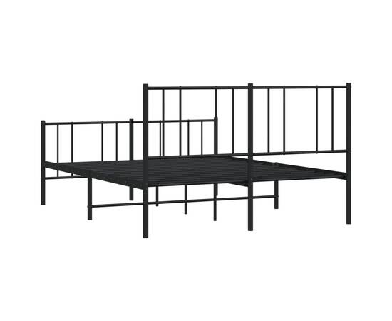Cadru pat metalic cu tăblie de cap/picioare, negru, 135x190 cm, 8 image