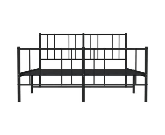 Cadru pat metalic cu tăblie de cap/picioare, negru, 135x190 cm, 6 image