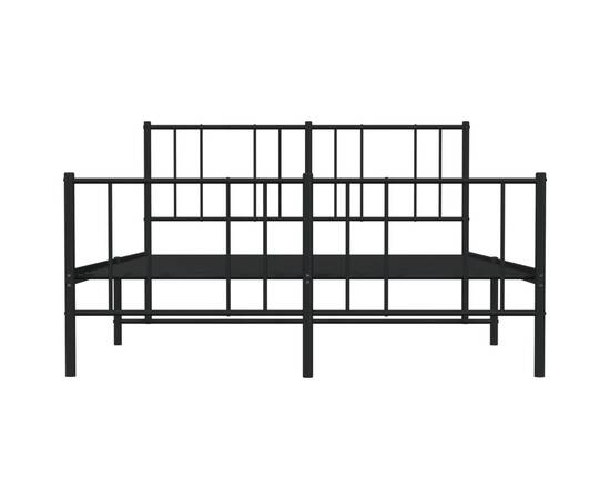 Cadru pat metalic cu tăblie de cap/picioare, negru, 140x200 cm, 6 image