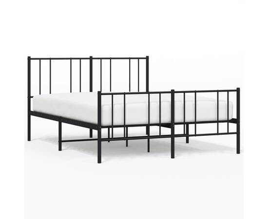 Cadru pat metalic cu tăblie de cap/picioare, negru, 150x200 cm, 2 image