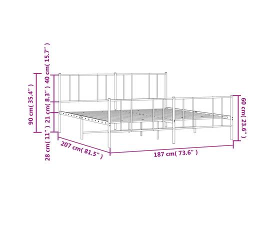 Cadru pat metalic cu tăblie de cap/picioare, negru, 180x200 cm, 10 image