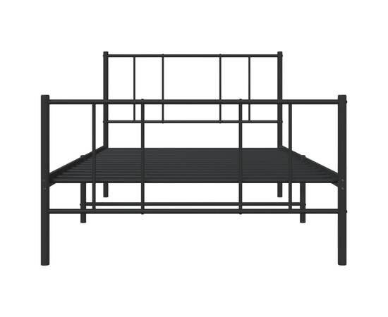 Cadru pat metalic cu tăblii de cap/picioare, negru, 100x190 cm, 6 image
