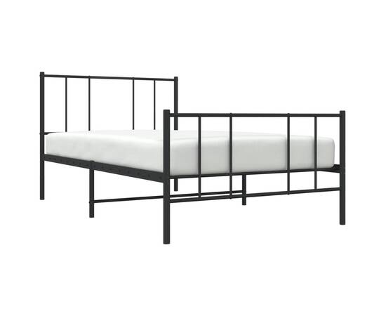 Cadru pat metalic cu tăblii de cap/picioare, negru, 100x190 cm, 3 image