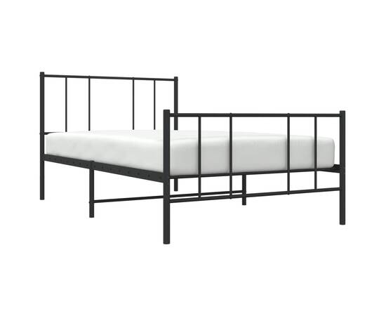 Cadru pat metalic cu tăblii de cap/picioare, negru, 100x200 cm, 3 image