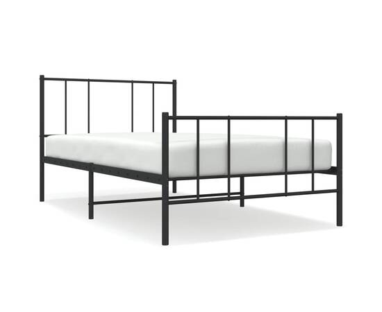Cadru pat metalic cu tăblii de cap/picioare, negru, 100x200 cm, 2 image