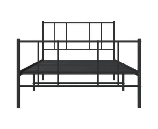 Cadru pat metalic cu tăblii de cap/picioare, negru, 100x200 cm, 6 image