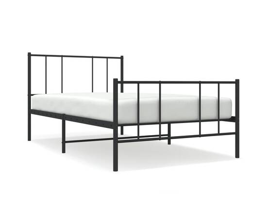 Cadru pat metalic cu tăblii de cap/picioare, negru, 107x203 cm, 2 image