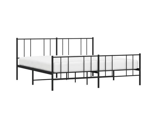 Cadru pat metalic cu tăblii de cap/picioare, negru, 183x213 cm, 3 image