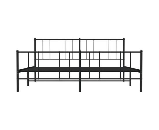 Cadru pat metalic cu tăblii de cap/picioare, negru, 200x200 cm, 6 image