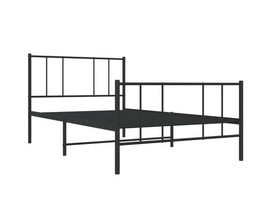 Cadru pat metalic cu tăblii de cap/picioare, negru, 75x190 cm, 5 image