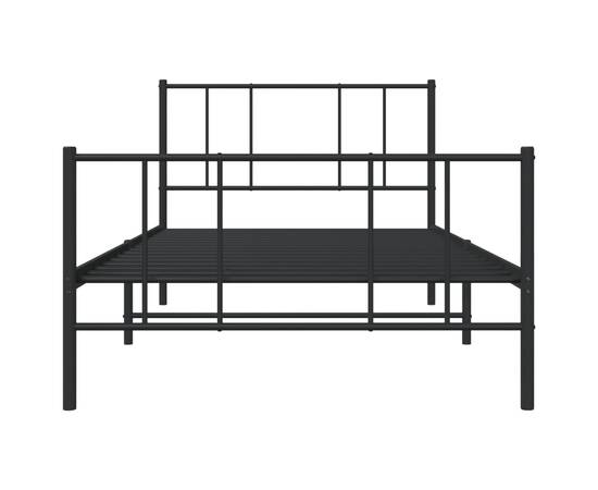 Cadru pat metalic cu tăblii de cap/picioare, negru, 90x190 cm, 6 image