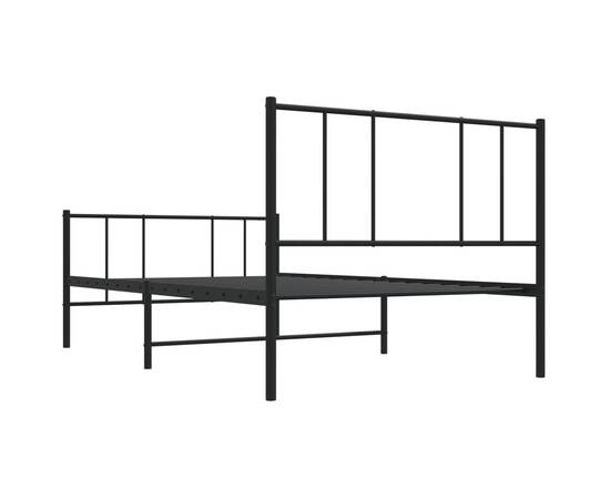 Cadru pat metalic cu tăblii de cap/picioare, negru, 90x190 cm, 8 image
