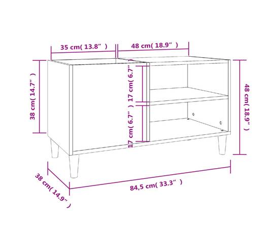 Dulap pentru discuri, negru, 84,5x38x48 cm, lemn prelucrat, 8 image