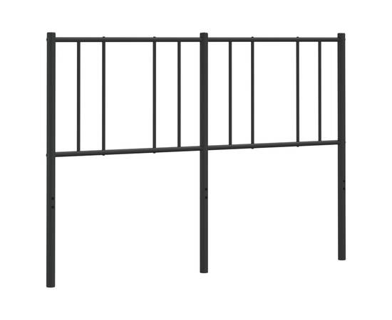 Tăblie de pat metalică, negru, 135 cm, 4 image