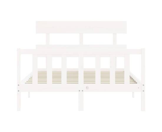 Cadru de pat cu tăblie, alb, 140x200 cm, lemn masiv, 6 image
