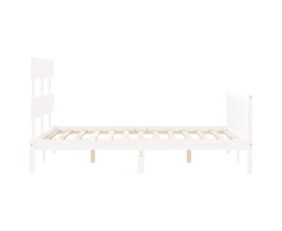 Cadru de pat cu tăblie, alb, 140x200 cm, lemn masiv, 7 image