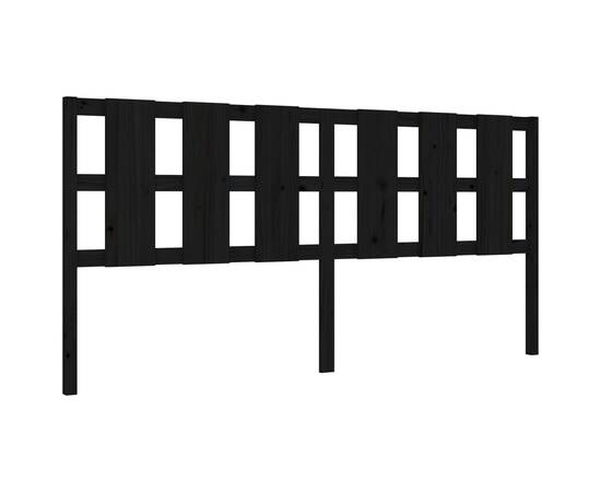 Cadru pat cu tăblie 200x200 cm, negru, lemn masiv, 9 image