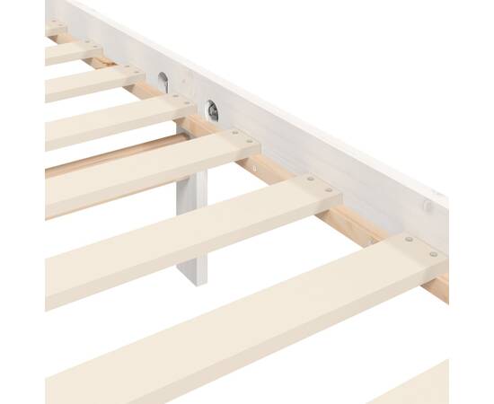 Cadru de pat cu tăblie, alb, 140x200 cm, lemn masiv, 10 image