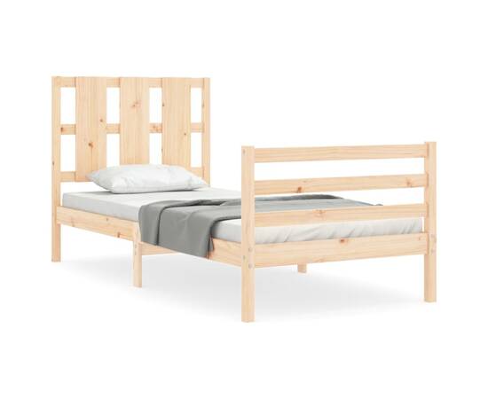 Cadru de pat cu tăblie, 90x200 cm, lemn masiv, 2 image