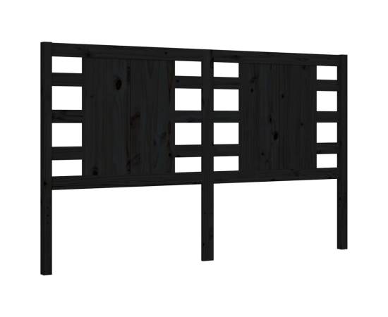 Cadru de pat cu tăblie, negru, 160x200 cm, lemn masiv, 8 image
