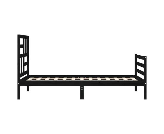 Cadru de pat cu tăblie, negru, 90x200 cm, lemn masiv, 7 image