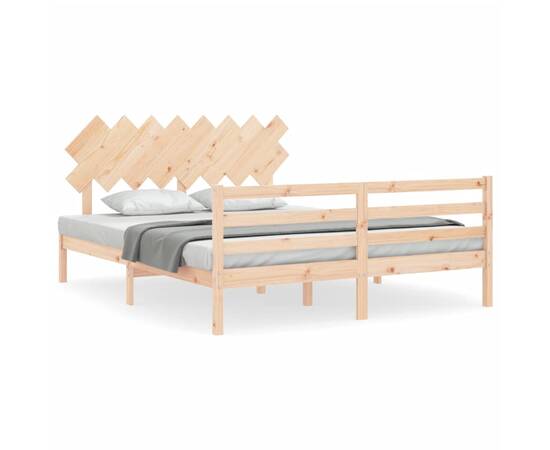 Cadru de pat cu tăblie, 160x200 cm, lemn masiv, 2 image