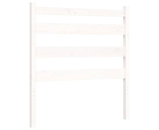Cadru de pat cu tăblie, alb, 90x190 cm, lemn masiv, 8 image