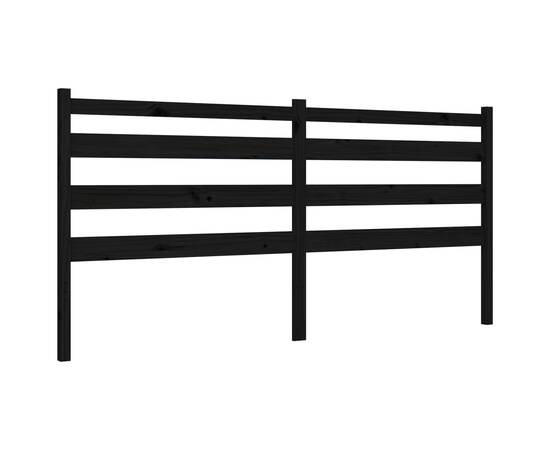 Cadru de pat cu tăblie, negru, 180x200 cm, lemn masiv, 8 image