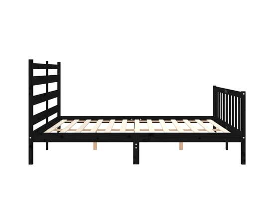 Cadru de pat cu tăblie, negru, 180x200 cm, lemn masiv, 7 image