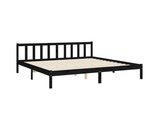 Cadru de pat cu tăblie, negru, 180x200 cm, lemn masiv, 9 image