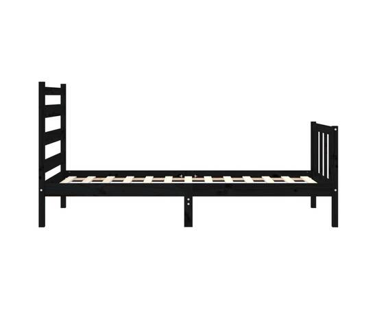 Cadru de pat cu tăblie, negru, 90x190 cm, lemn masiv, 7 image