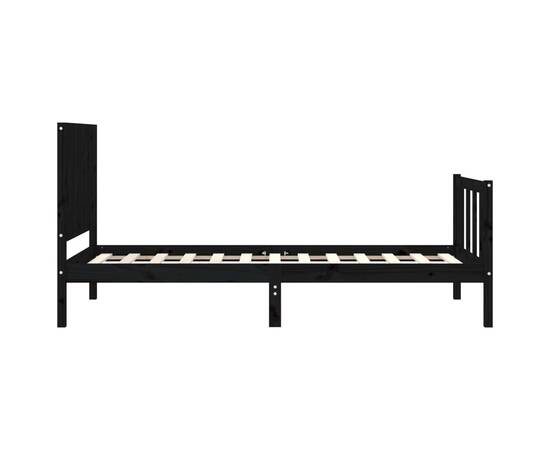 Cadru de pat cu tăblie 3ft, single, negru, lemn masiv, 7 image