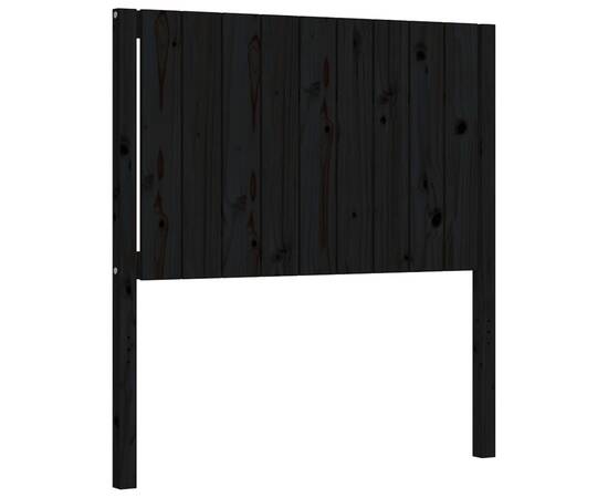 Cadru de pat cu tăblie 3ft, single, negru, lemn masiv, 8 image