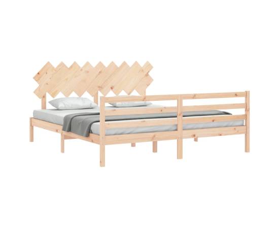Cadru de pat cu tăblie 6ft super king, lemn masiv, 4 image