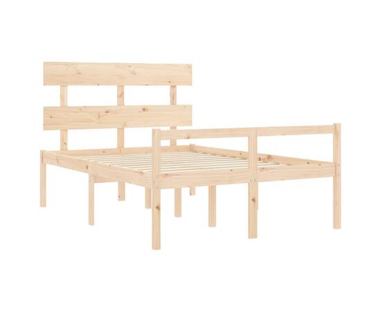 Cadru de pat cu tăblie, 140x190 cm, lemn masiv, 5 image