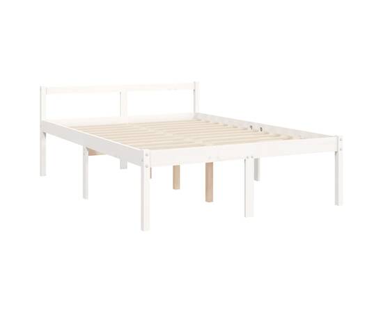 Cadru de pat cu tăblie, alb, 140x200 cm, lemn masiv, 9 image