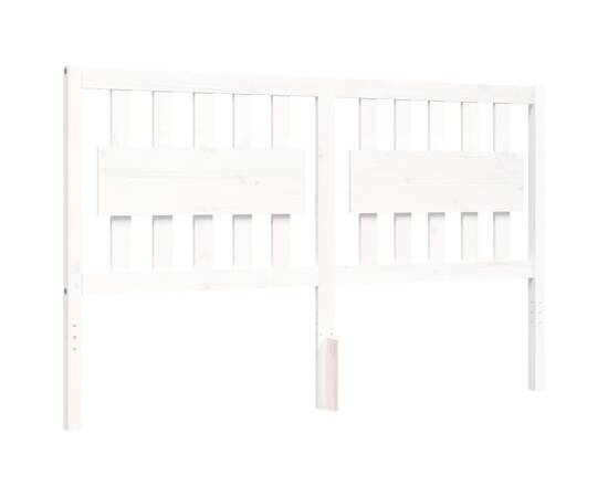 Cadru de pat cu tăblie, alb, 160x200 cm, lemn masiv, 8 image