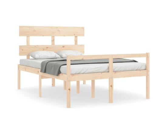 Cadru de pat cu tăblie, lemn masiv, dublu 4ft6, 2 image