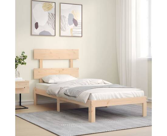 Cadru de pat cu tăblie, 100x200 cm, lemn masiv, 3 image