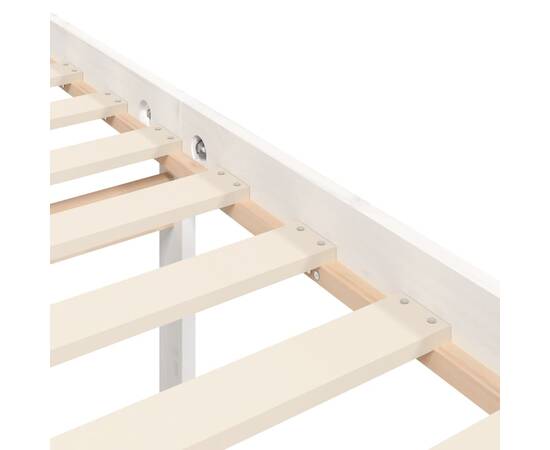Cadru de pat cu tăblie, alb, 140x200 cm, lemn masiv, 10 image