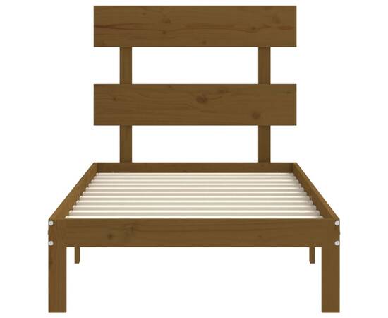 Cadru de pat cu tăblie, maro miere, 100x200 cm, lemn masiv, 6 image