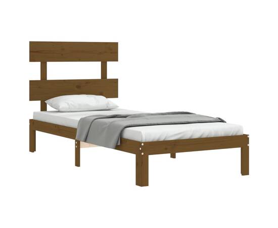 Cadru de pat cu tăblie, maro miere, 100x200 cm, lemn masiv, 4 image