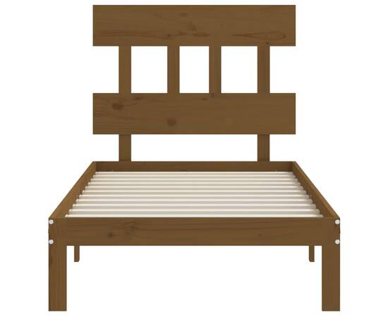 Cadru de pat cu tăblie, maro miere, 100x200 cm, lemn masiv, 6 image