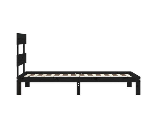Cadru de pat cu tăblie, negru, 100x200 cm, lemn masiv, 7 image